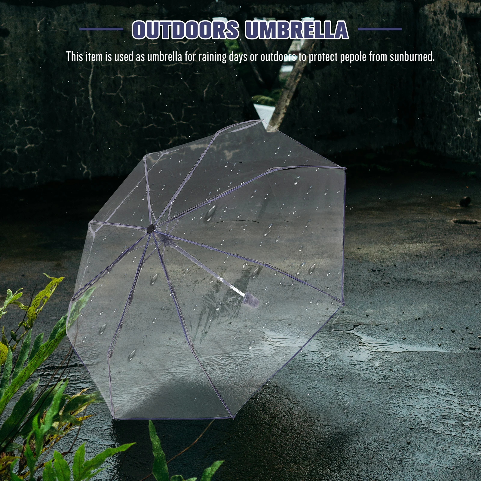 

Folding Umbrella Foldable Windproof Clear Umbrellas for Weddings Transparent Automatic Tripod Rainy Day Outdoor Portable Pocket