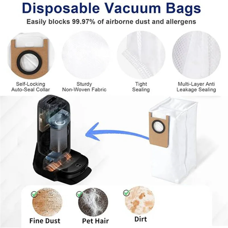 AC39-For Eufy Omni S1 Pro Sweeping Machine Accessories Main Side Brush Filter Dust Bags Long Lasting Spare Accessories