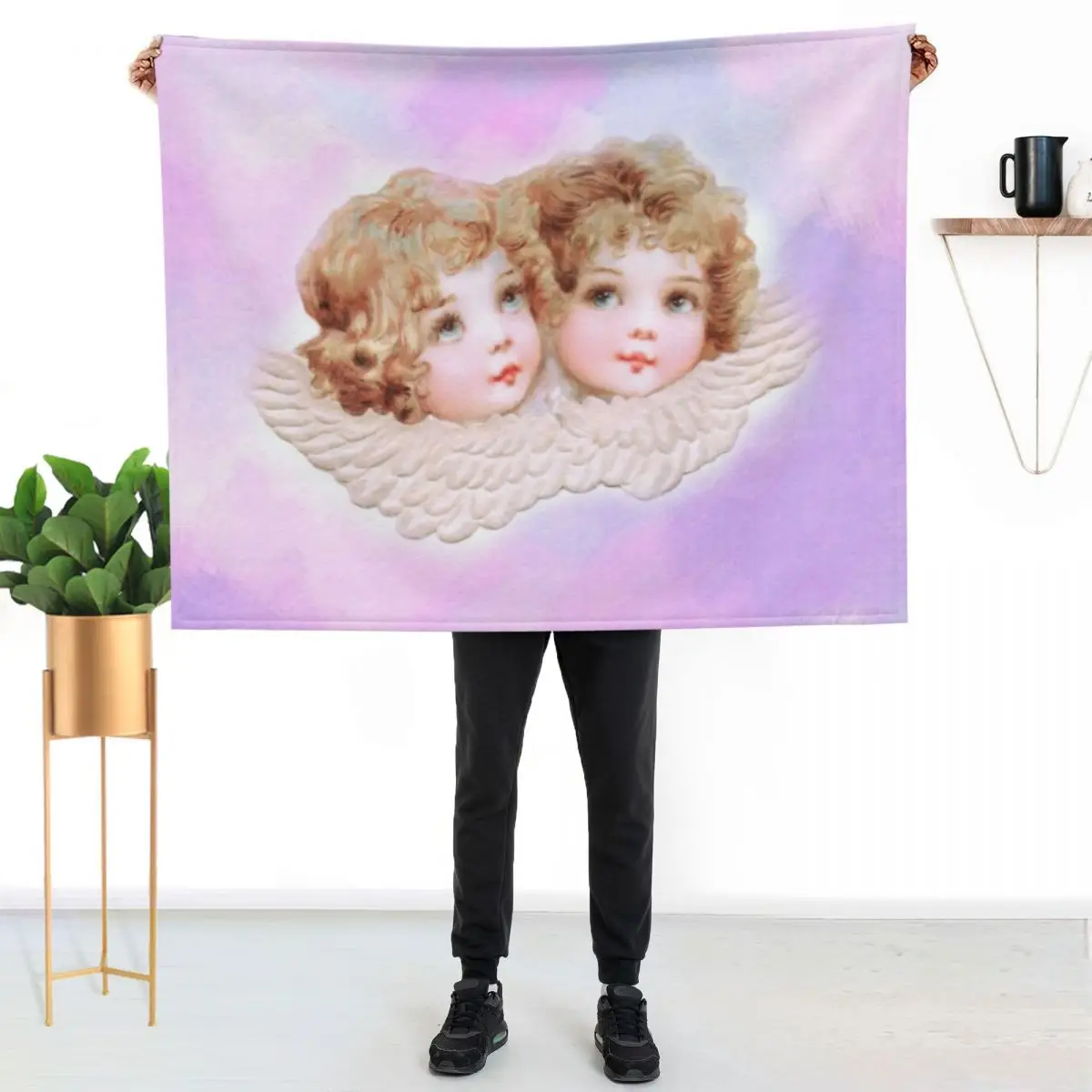 

Aesthetic Cute Angels Art Hoe Throw Blanket Warm Comfortable Blanket for Office Napping