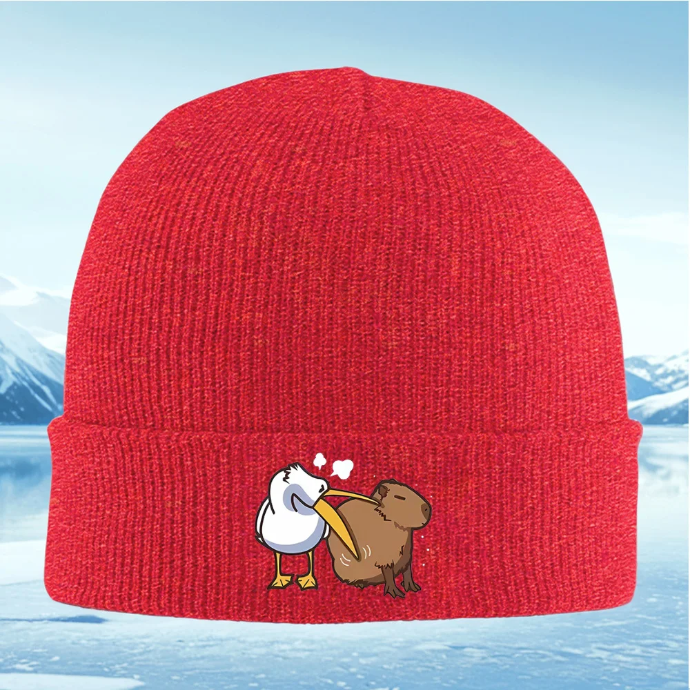 Bird is scratching body de capibara hombres mujeres Unisex gorro de punto gorro jersey invierno térmico cálido Navidad ciclismo