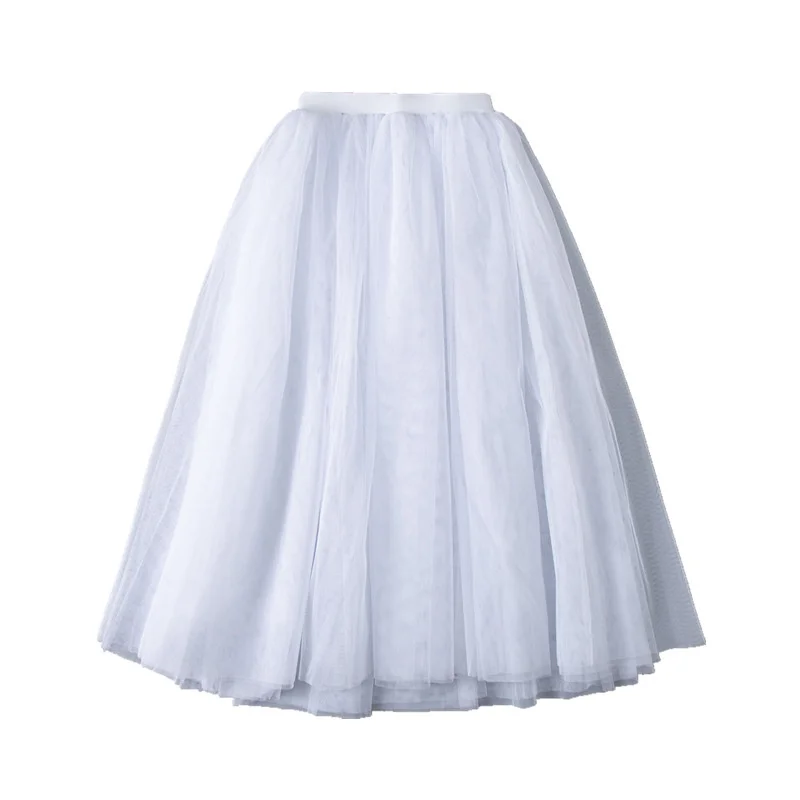 Saias suaves de tule para crianças, 3 camadas, brancas, meio longas, balé, tutu, dança, crianças, meninas, mulheres, adulto, nova vinda