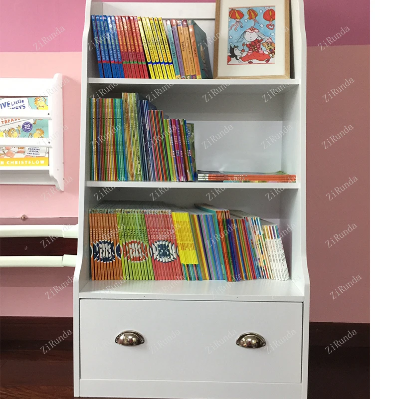 ~Children's Simple Bookcase Locker Drawer Multifunctional Toy Cabinet White Bucket Cabinet Bookshelf