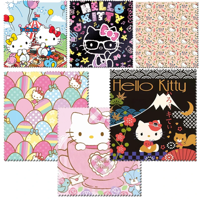 New Kawaii Hello Kitty Sunglasses Eyeglasses Cleaning Cloth Anime Portable 15X15Cm Glasses Eyewear Microfiber Cleaning Wipes Toy