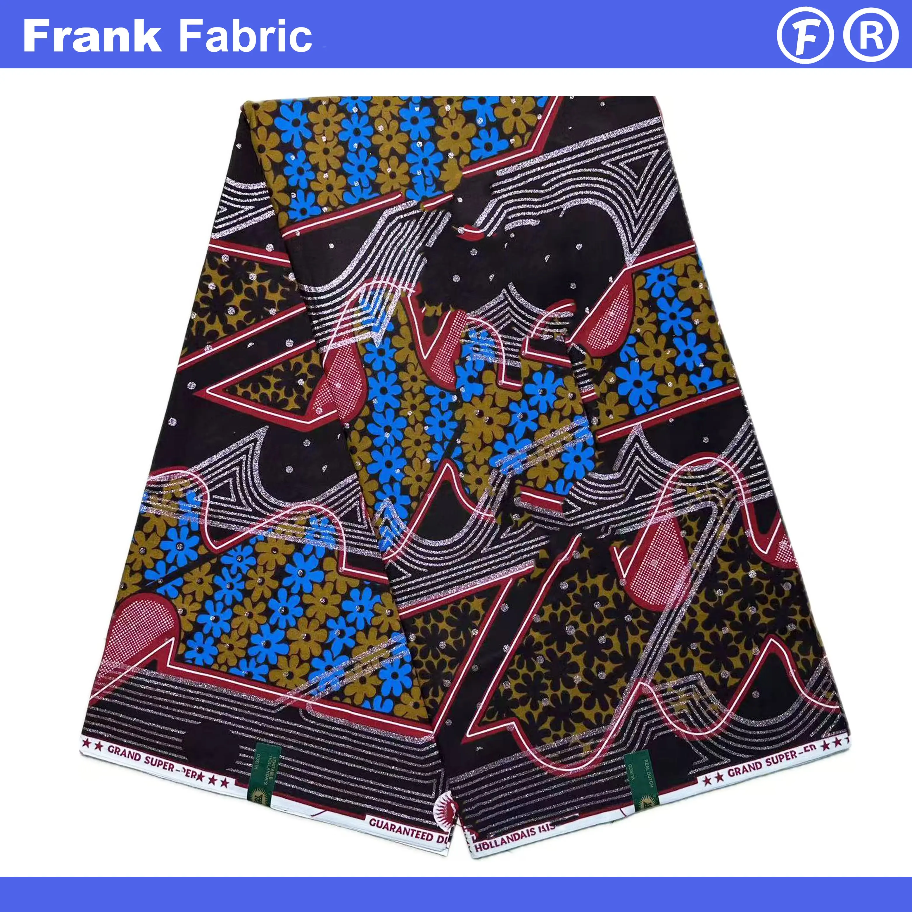 

Hollandais Ткань с африканским восковым принтом, 100 хлопок, 6 ярдов, настоящая мягкая голландская ткань Анкара, батик, предварительно усаженная оптовая продажа FF2508.013