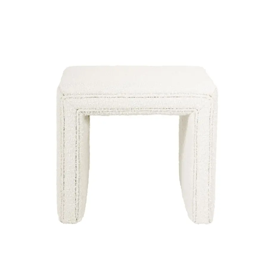 

Modern Channel Tufted Ottoman Home DcorOttoman for Living Room Bedroom Cream Boucle