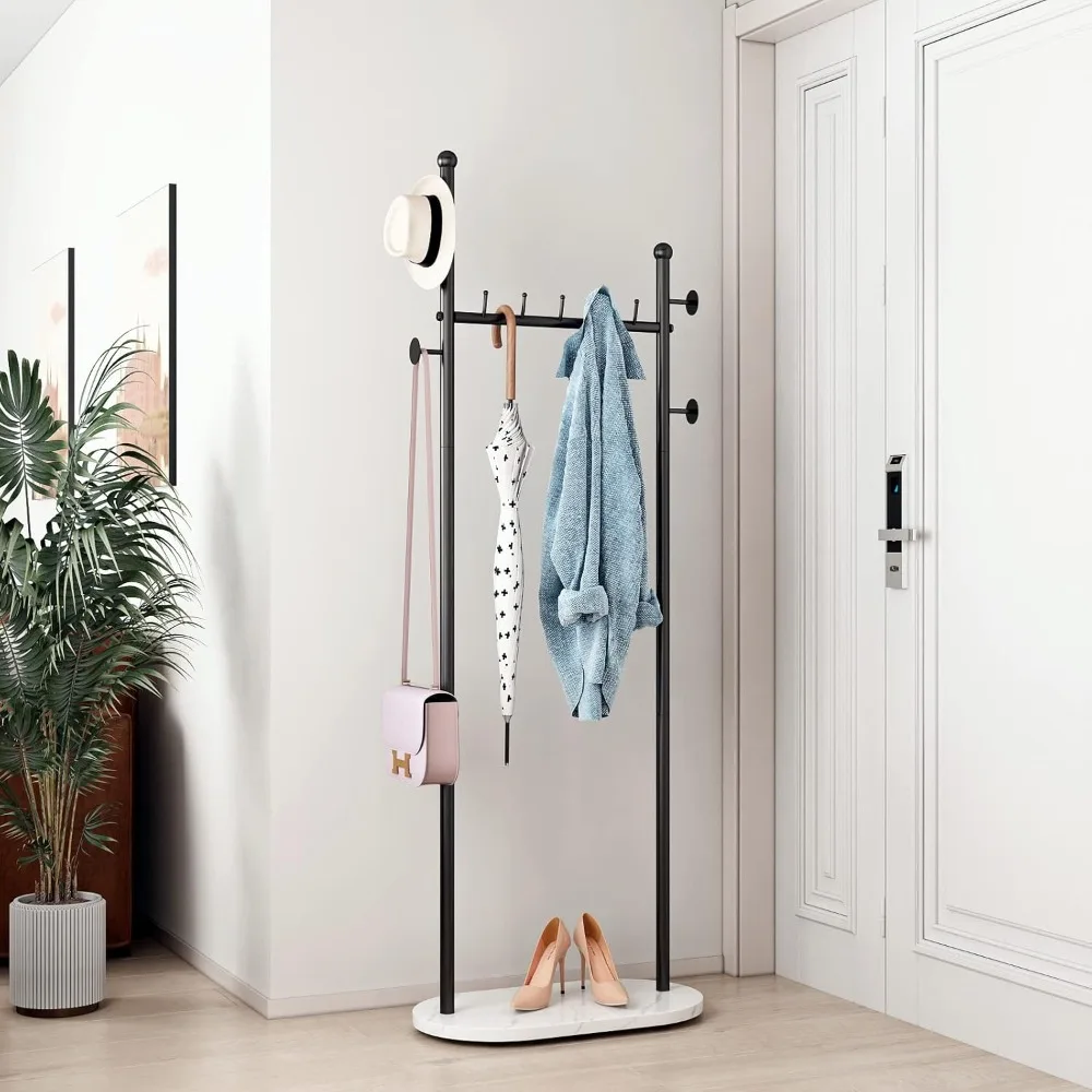 

Black Clothing Racks with Marble Base Modern Coat Racks Freestanding Black Clothes Rack with Shelves