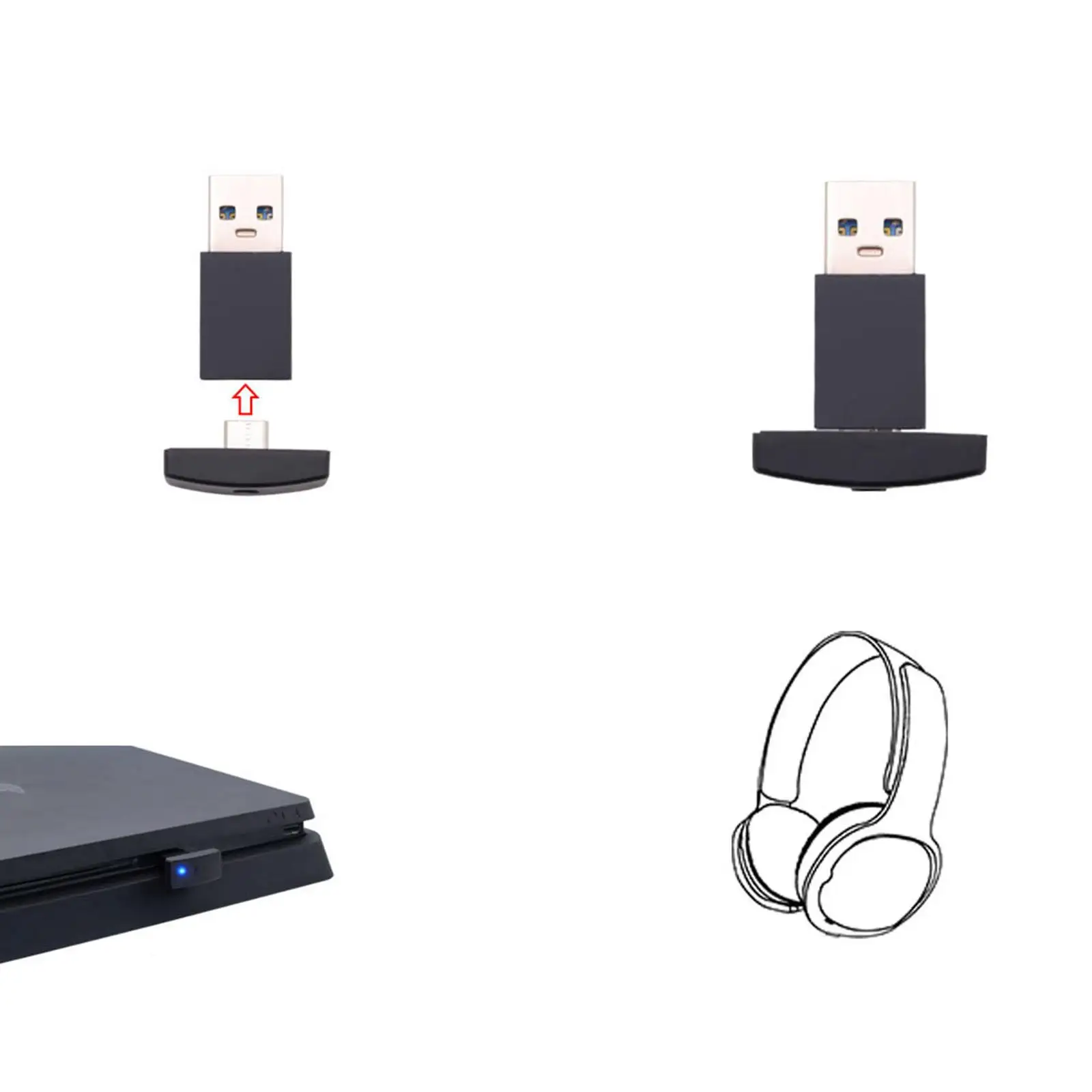Bluetooth 5.0 Audio Adapter USB Transmitter for Gaming Switch PC PS4 PS5 HIFI Sound Dongle with 3.5mm Mic Connector and OTG