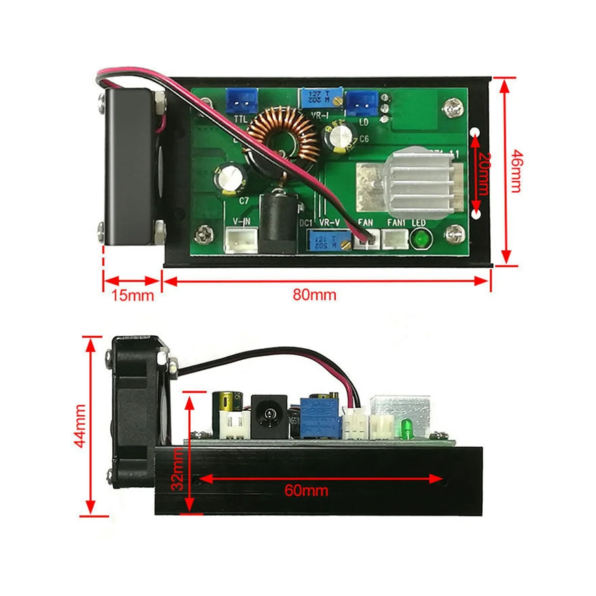 Red/Green/Blue Universal High-Power Laser Diode Constant Current Driver Current and Voltage Adjustable TTL Modulation