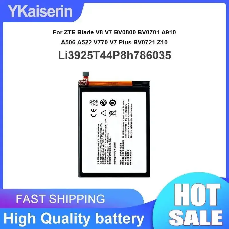 Li3925T44P8h786035 For Zte Blade V8 V7 BV0800 BV0701 A910 A506 A522 V770 V7 Plus BV0721 Z10 Robust 2730mAh Mobile Phone Battery