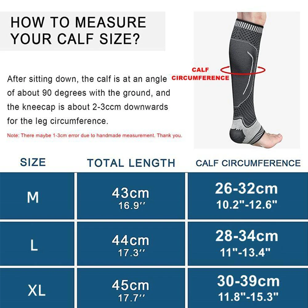 1 PCS Running Compression Socks Orthopedic Support Knee High Stockings Calf Ankle Protector for Football Skiing Varicose Veins