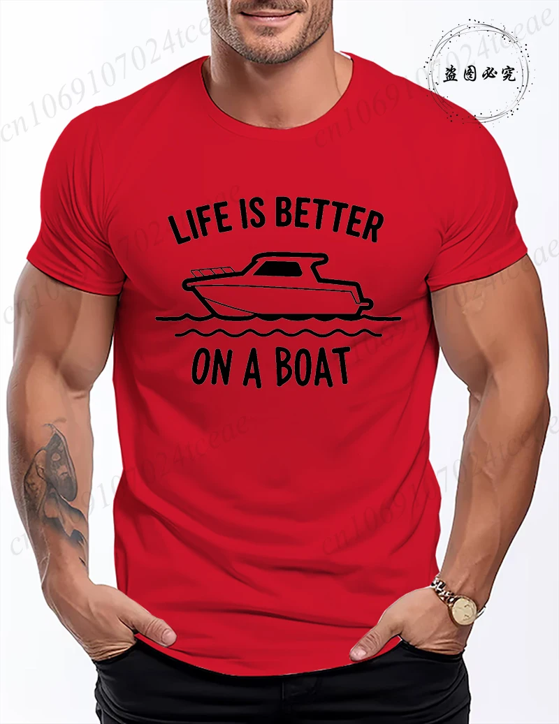 Life Is Better on A Boat T-Shirt for Women Men Funny Casual T-Shirt Oversized Trip Print TShirts Clothing Short Sleeve Tops Tees