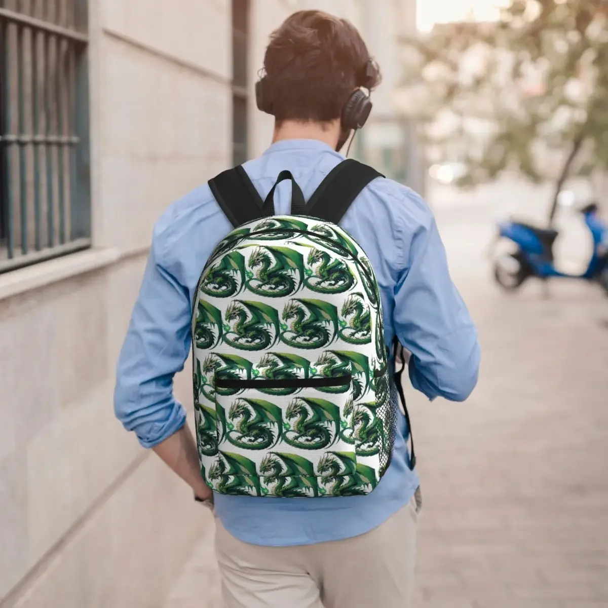 Green Fire Dragon Student Backpack School Bag Hiking Travel Daypack for Boys Girls Bookbag Shoulder Bags