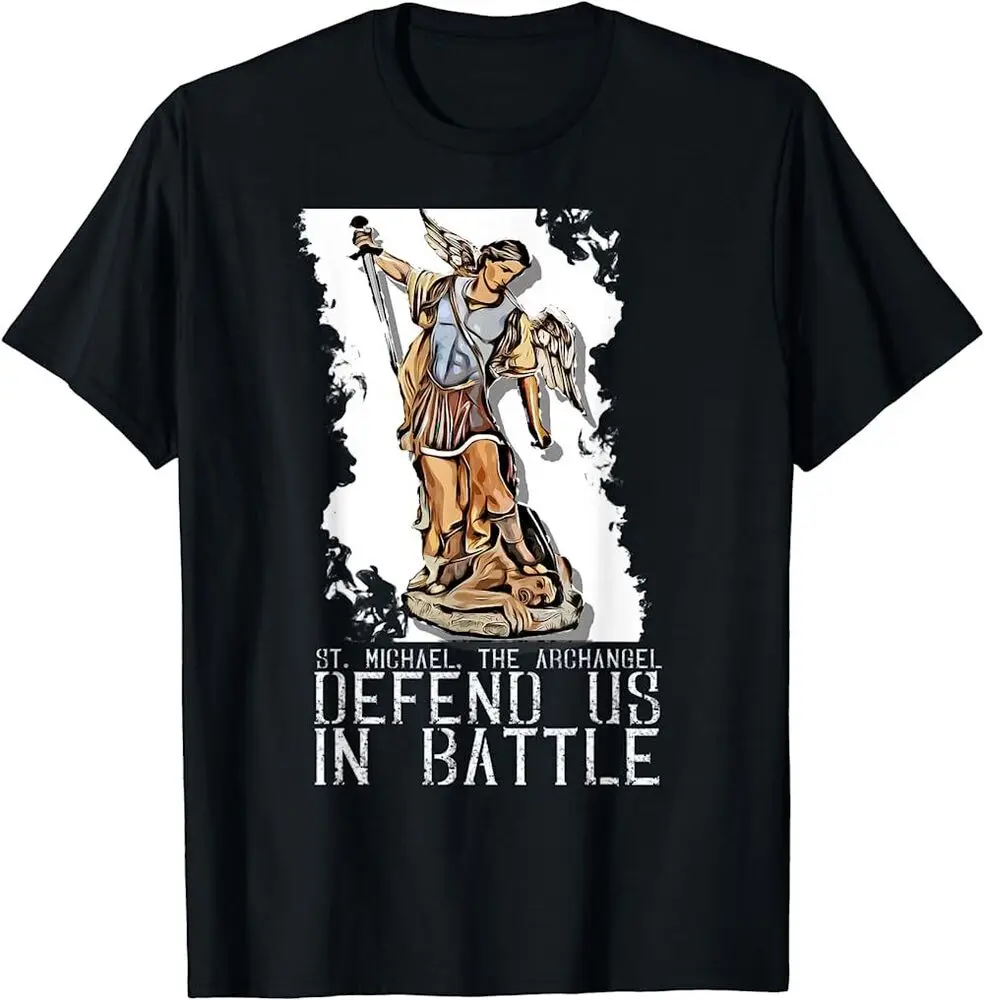 St. Michael The Archangel Defend Us In Battle T-Shirtfor Men Clothing Women Short Sleeve Tees Y2K Tops Unisex Summer