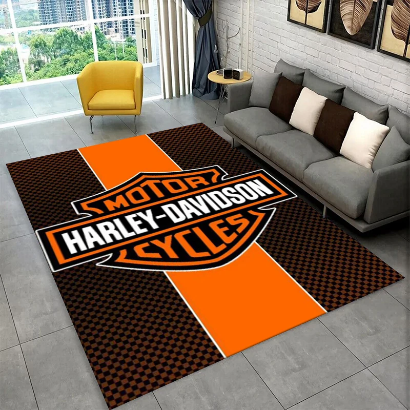 Retro H-Harleys Racing Moto Non-Slip Area Rug for Living Room,Bedroom,Playroom,Soft Carpet Floor Mat Home Decor Rug Kids Room view 3