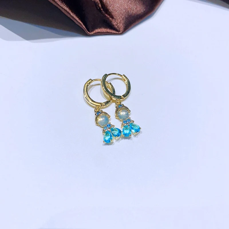 MIGGA-pendientes colgantes de circonia cúbica para mujer y niña, aretes chapados en Color dorado, joyería Huggies, cuentos de hadas