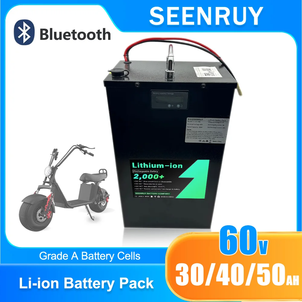 

60V 30Ah 40AH 50AH Li-ion Lithium Polymer Battery Pack Built in 30A BMS For Electric Tricycle Motorcycle