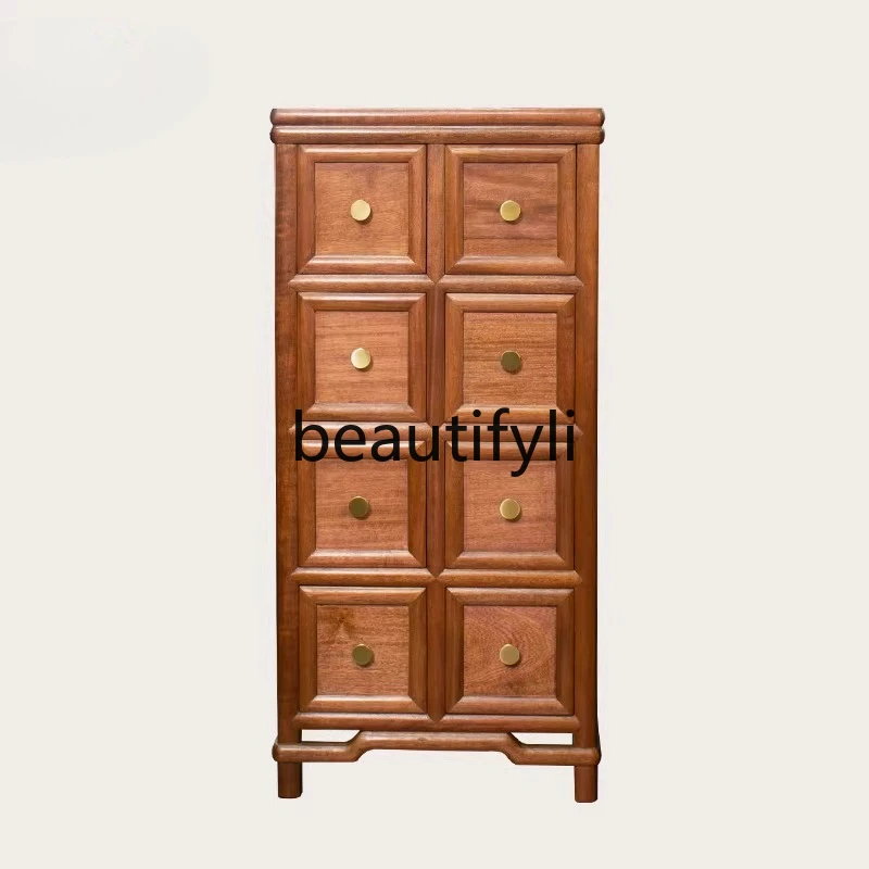 

Mahogany furniture rosewood black red sandalwood Ming-style eight-draw multi-bag storage cabinet, locker all solid wood