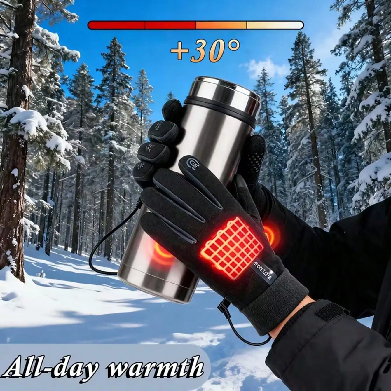 Battery-Free Heated Gloves | Double-Sided Fast Heating, Touchscreen Design, USB Portable, Winter Outdoor Commuting Essential, Three Temperature Adjustable, Great For Cycling, Outdoor Warmth