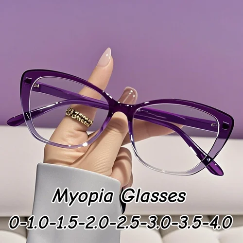 2025 gafas de miopía a la moda para mujer, gafas Retro con bloqueo de luz azul para hombre y mujer, gafas de vista de ojo de gato a la moda 0-1,0-4,0
