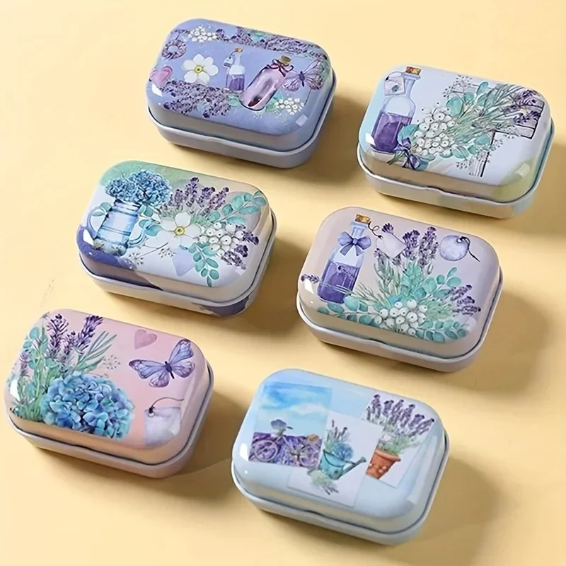 1/3/6Pcs Flip Top Rectangular Tin Box Portable Mini Metal Storage Case for Candy Paperclip