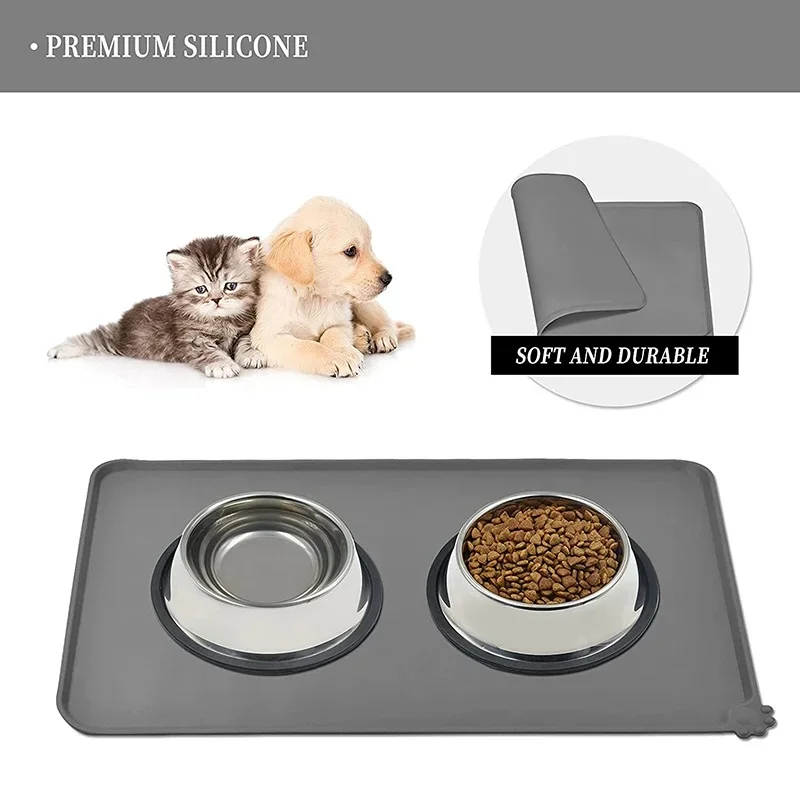 Silicone Pet Bowl Food Mat Non-Stick Waterproof Dog Cat Feeding Pad Pet Feeder Tray Water Cushion Placemat for Pets