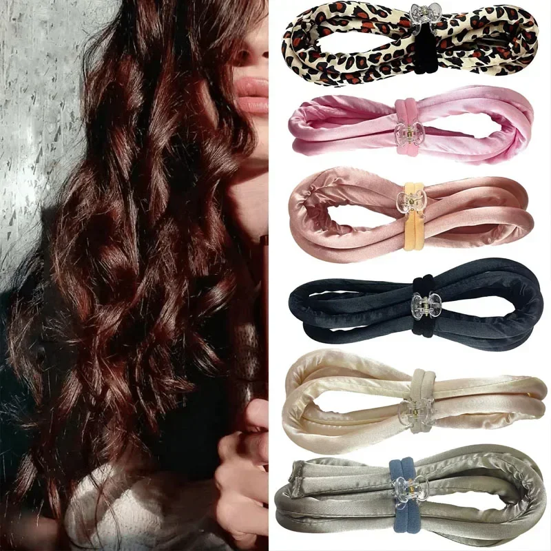 1pc alongamento heatless rolos de cabelo preguiçoso curling haste bandana sono macio seda cachos laços perm hastes ferramentas estilo cabelo