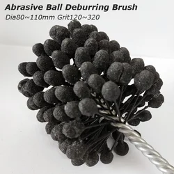 1pc Flexible Grit120~320 Abrasive Ball Deburring Brush Dia80~110mm Inner Hole Grinding Head Pipe Polishing Tube Cleaning Brush