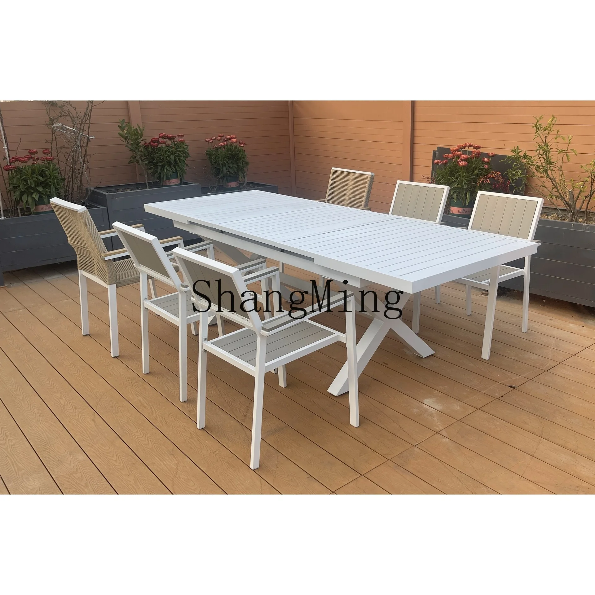 DSA Outdoor Leisure Aluminum Frame Patio Extended Table Outdoor Leisure Retractable Table