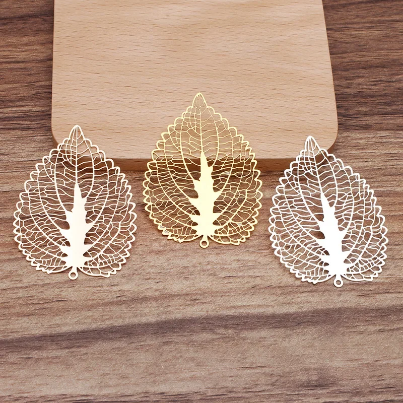 BoYuTe (10 Pieces/Lot) 41*56MM Filigree Leaf Pendant Materials Handmade Diy Jewelry Accessories