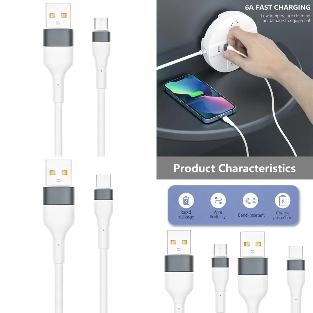 

Y1UB USB to Type C/USB 5pin Power Cable 6A Fast Charging Cable Line for Phones 120cm