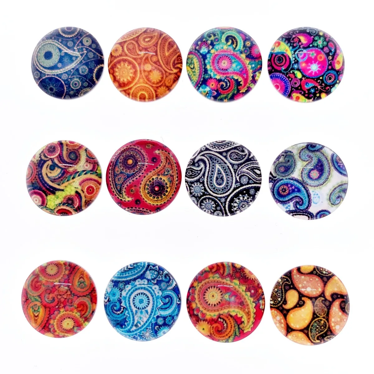 12mm Random Mixed Cashew Round Glass Cabochons Flatback Photo DIY Earrings Rings Necklace Making Accessories In Pairs 50pcs