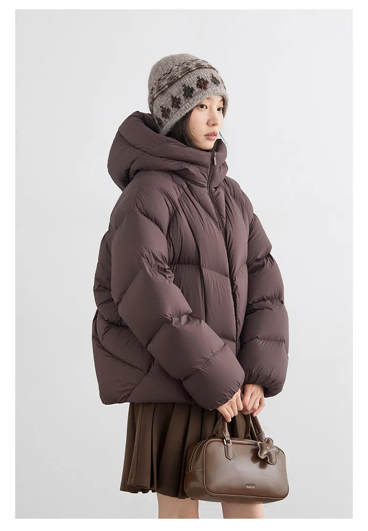 CHIC VEN Fashion Women Down Coats Solid Short Loose Casual Hooded Female Down Jacket 90 White Duck Down Autumn Winter 2025