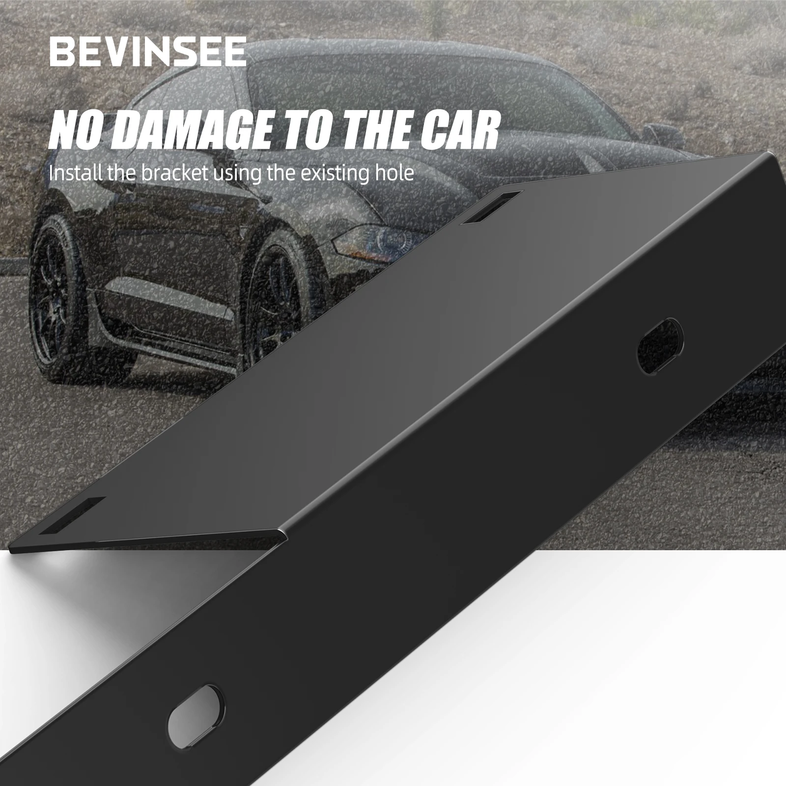 Imagen 4: BEVINSEE Relocador de soporte de montaje de placa de matrícula delantera de coche de acero para Ford Mustang 2015-2023