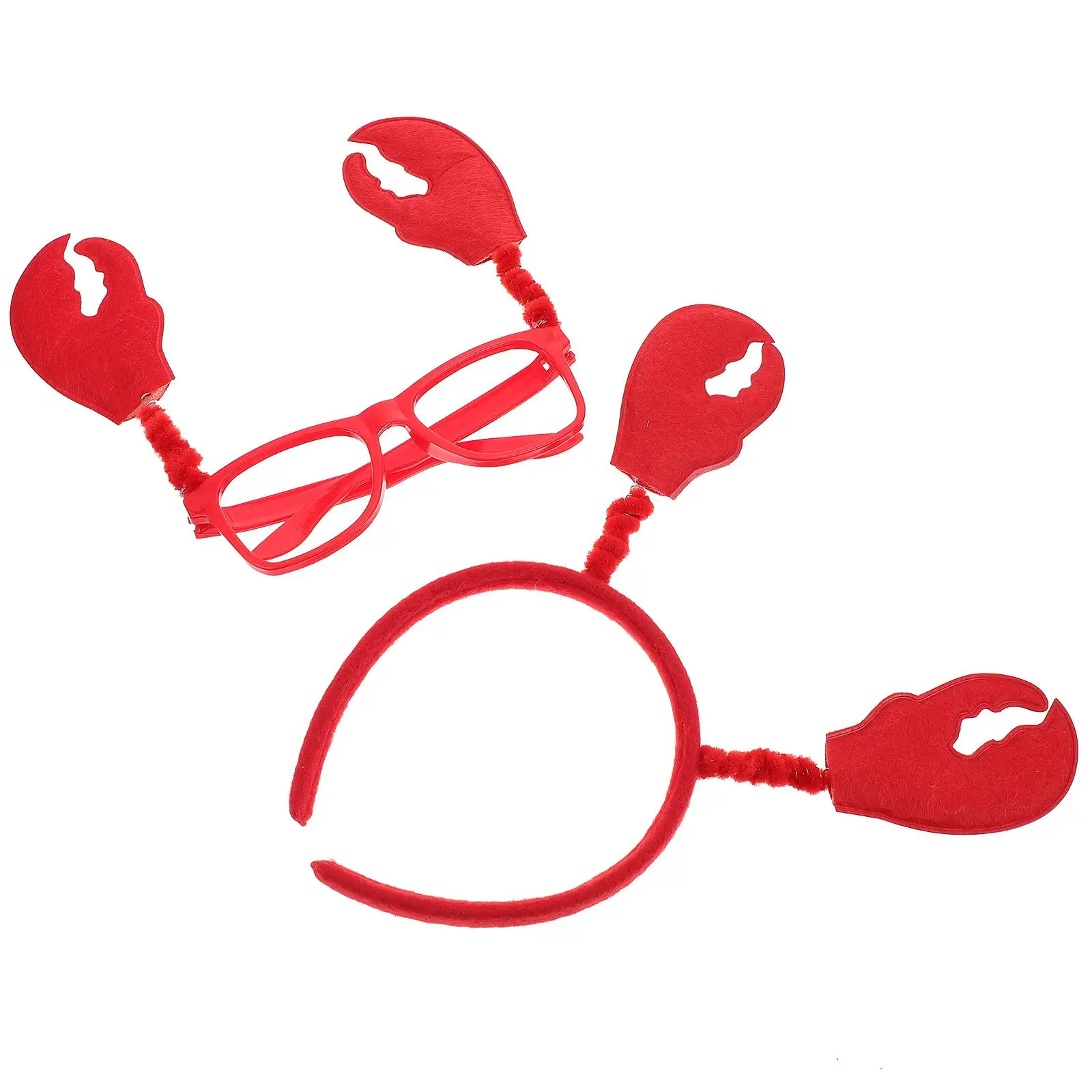 2pcs Crab Headband Glasses Adorable Crayfish Claws Kids Prom Eyeglass Decor Holiday Party Costume Accessory Safe Materials