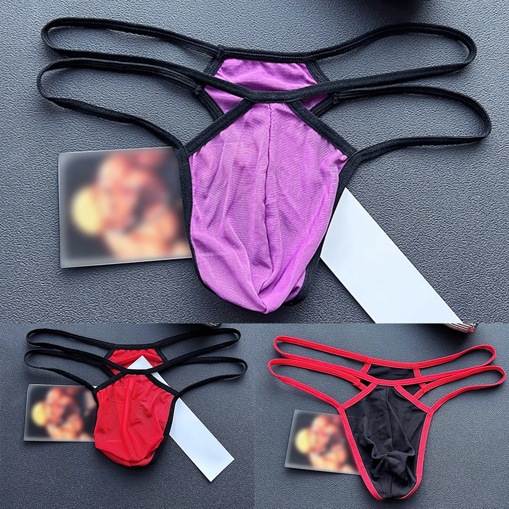 

Mens Sheer Mesh Thongs Sexy Elastic Low Waist Underwear Tanga G-Strings Thin Strap Briefs Shorts Jockstrap Panties