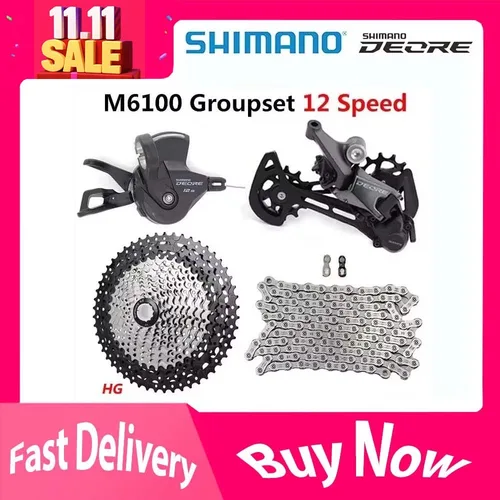 SHIMANO DEORE M6100 1x12 grupo de cambio de velocidad MTB bicicleta de montaña M6100 palanca de cambios desviador trasero Cassette SUNSHINE 52T 50T 46T