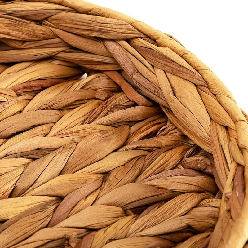 Round Wicker Baskets Natural Water Hyacinth Small Basket For Fruit Kitchen Table