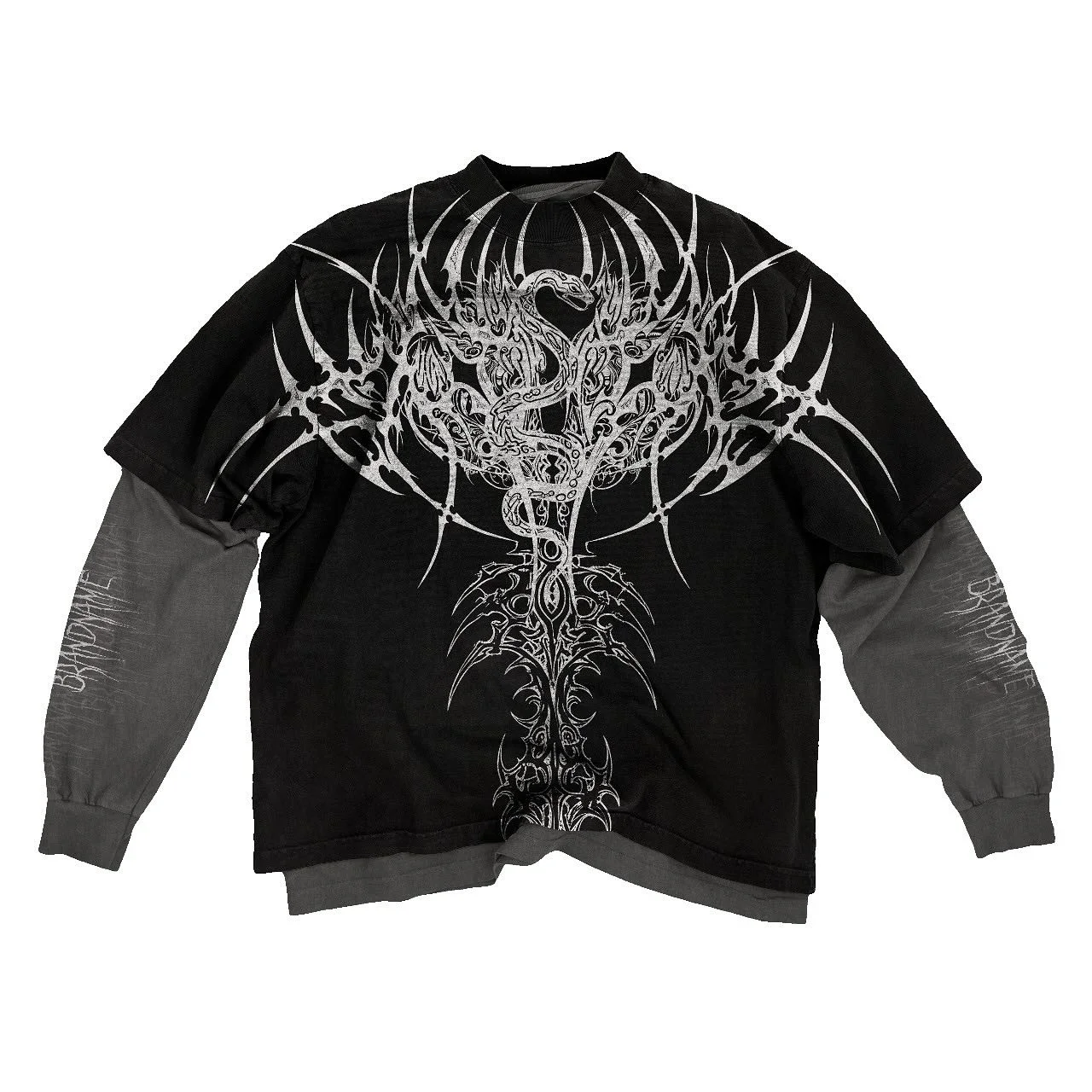 

Темная Y2K поддельная футболка из двух частей, мужские американские хип-хоп свободные трендовые топы с длинными рукавами в стиле Харадзюку, готические топы для пар