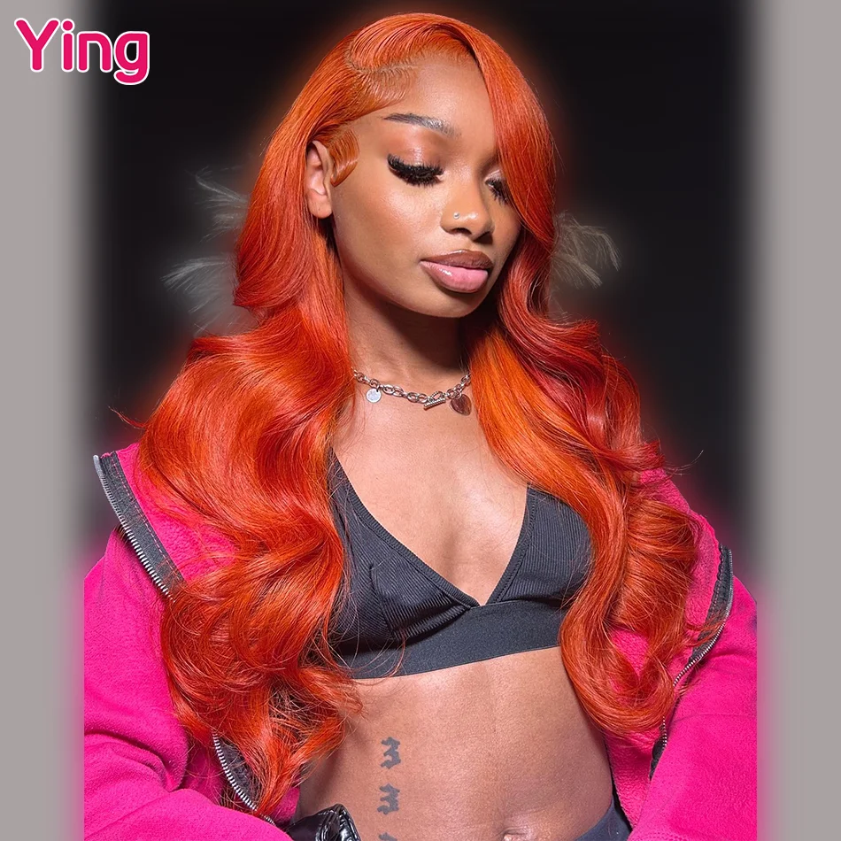 

Ying Brazilian Orange Colored Body Wave Remy Hair 13x6 Lace Frontal Wig PrePlucked 5x5 Transparent Lace Wig 13x4 Lace Front Wig