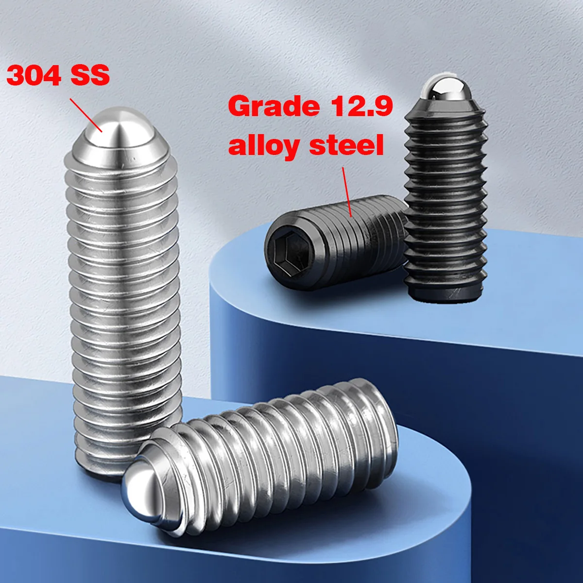 304 SS Ball Set Screw, Hexagon Socket Steel Ball Spring Ball Plunger  M3-M16