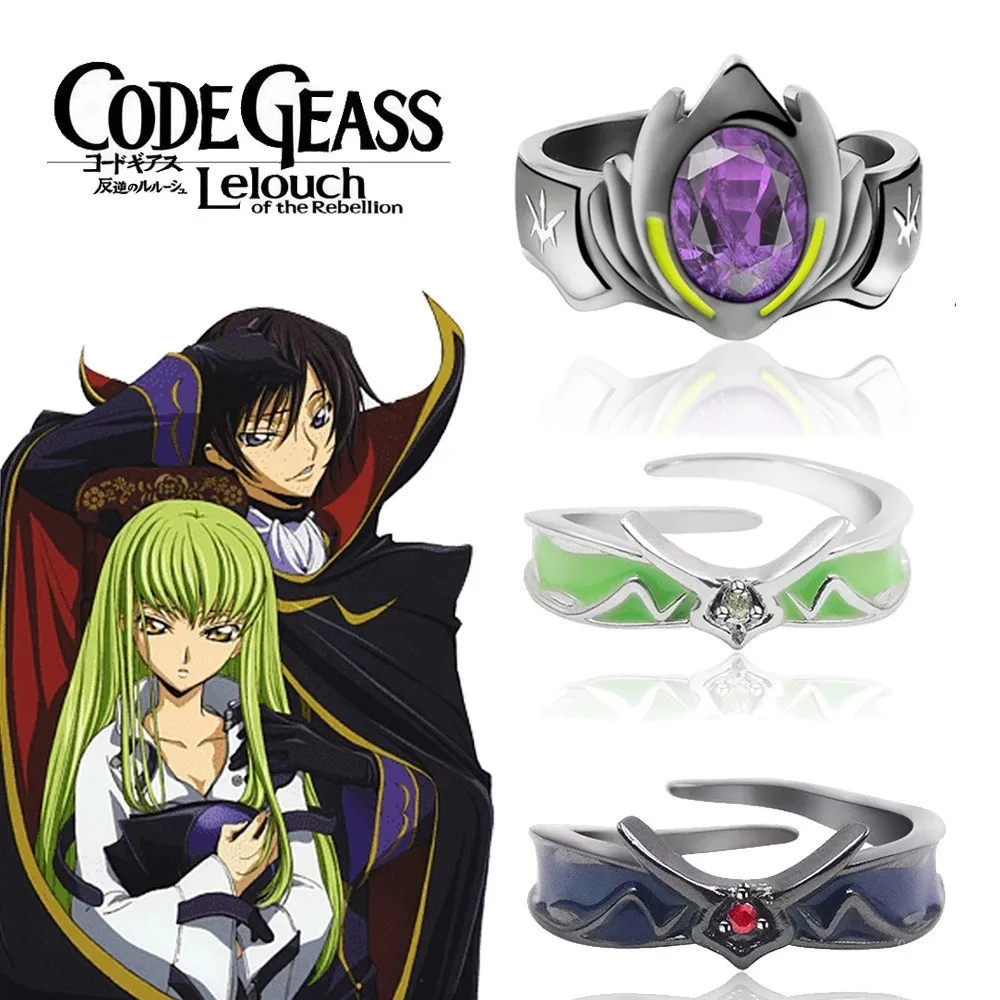 Anime Code Geass Rings for Men Women Lelouch vi Britannia Adjustable Finger Ring Fans Party Jewelry Gift