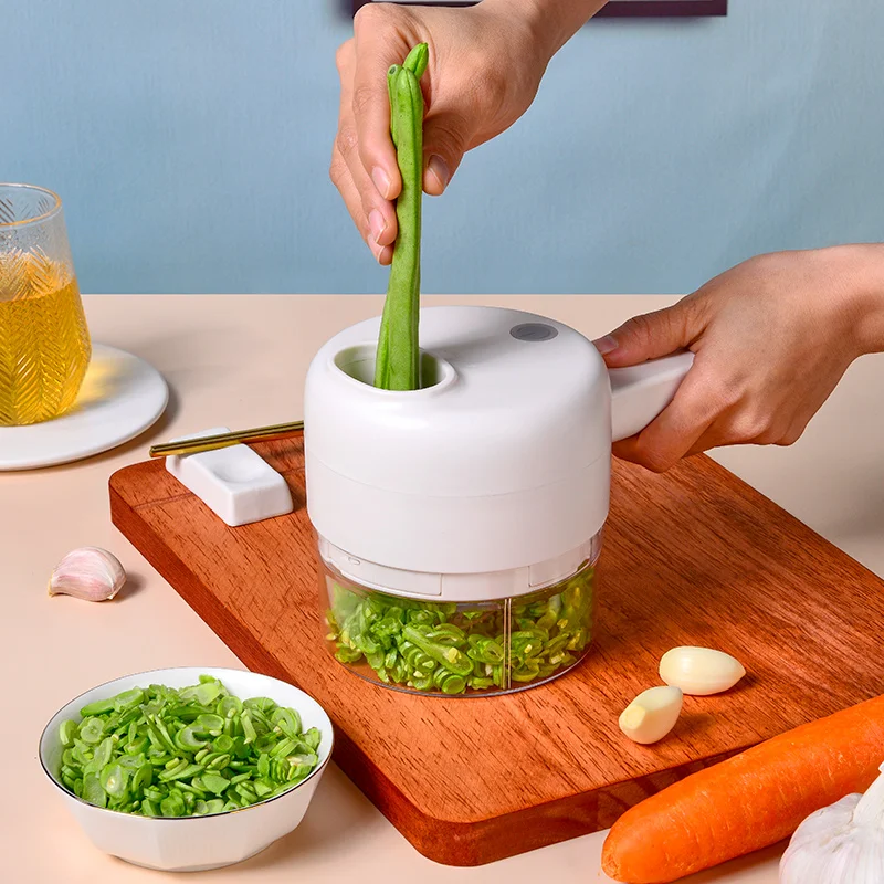 

TULX 4 in 1 Electric Mini Garlic Vegetable Food Chopper Slicer USB Rechargeable Handheld Vegetable Cutter Processor