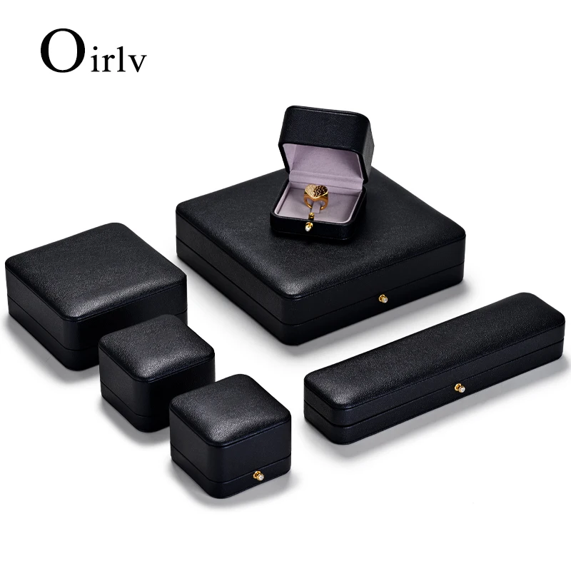 

Oirlv Black Jewelry Gift Box Jewelry Boxes Wholesale PU Leather Ring Earring Necklace Bracelet Box Gift Boxes Black Jewelry Box