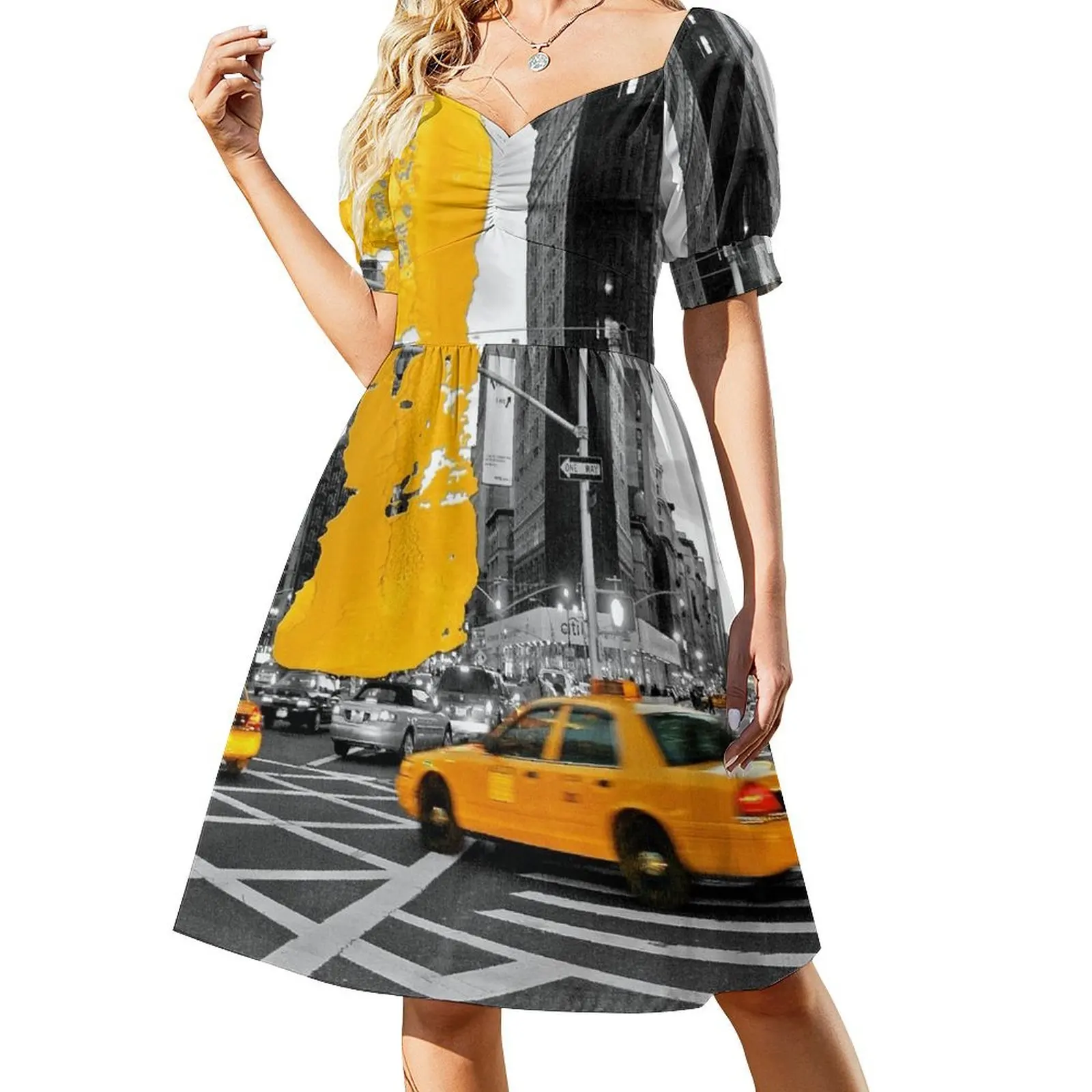 

NYC Yellow Cabs - Flat Iron - Brush Stroke Short Sleeved Dress dresses summer woman 2025 ladies dresses for women 2025 Dress