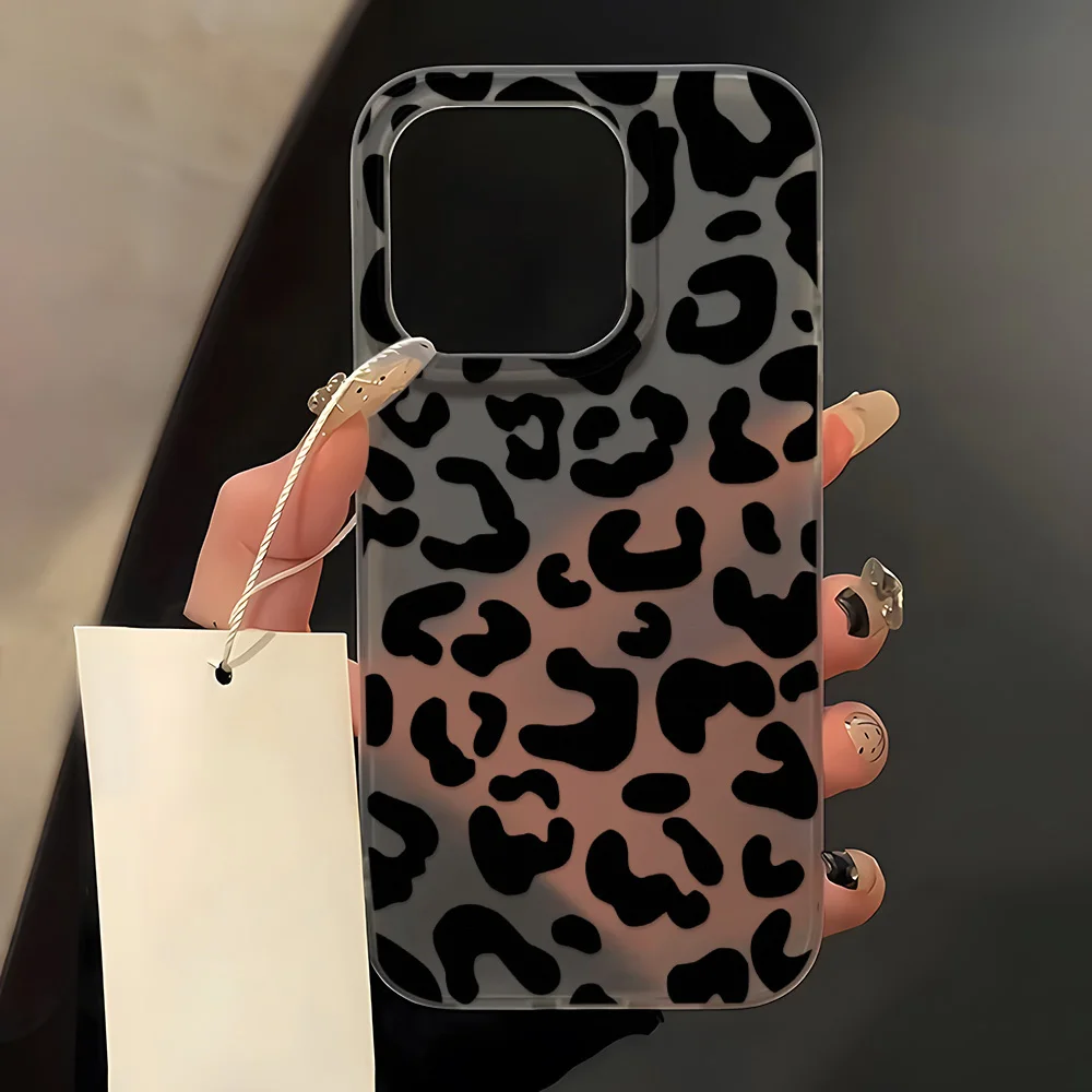 Leopard Print Phone Case For iPhone 16 Pro Case iPhone 11 13 15 12 14 Pro Max Plus 13 12 Mini Shockproof Matte Cover Soft Funda