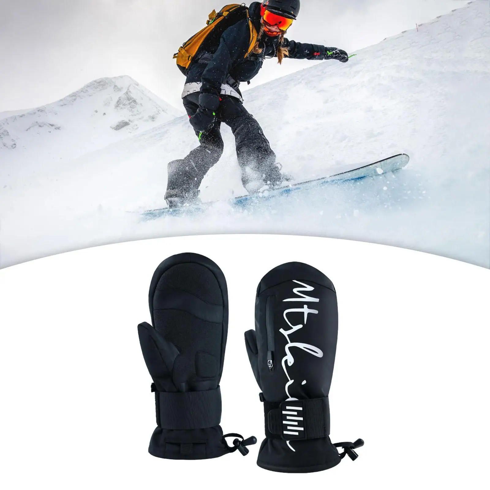 1 Pair Winter Ski Gloves with Wrist Guard for Skiing Skating Winter Sports