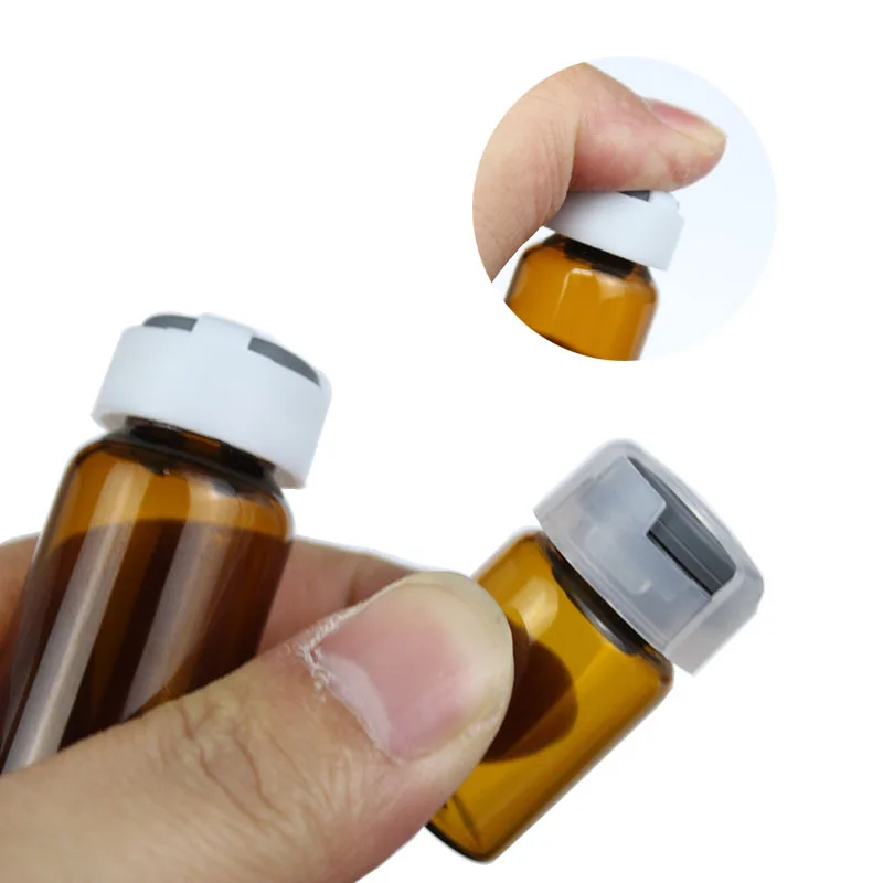 10pcs 50pcs 3ml 5ml 10ml 15ml 20ml 30ml Amber Injection Glass Vial &Flip Off Cap Small Glass Medicine Bottles