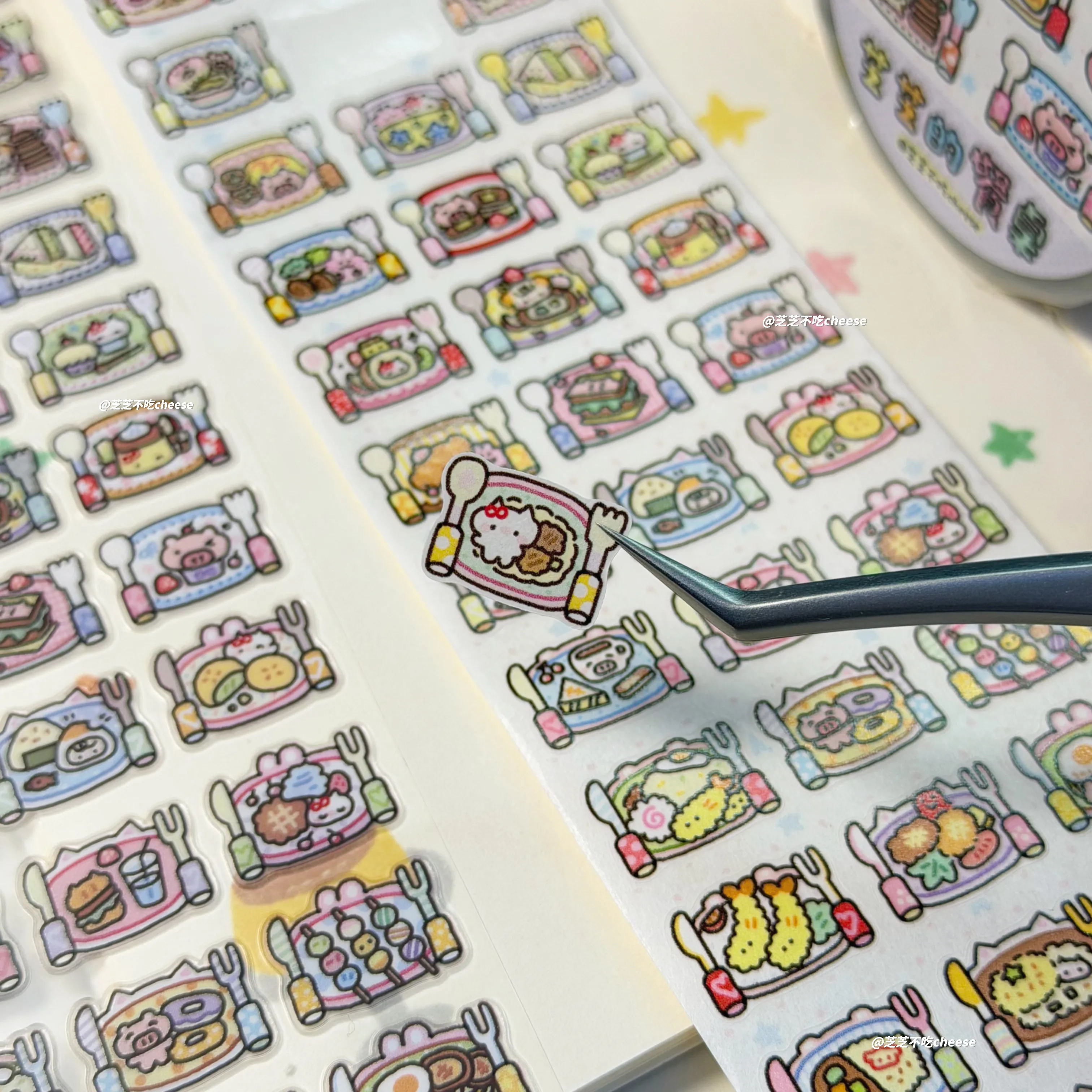 Dining Table Stickers Cute Decorative Cut Membrane Stickers for Journaling Scrapbooking DIY Craft Hand Account Kawaii Small