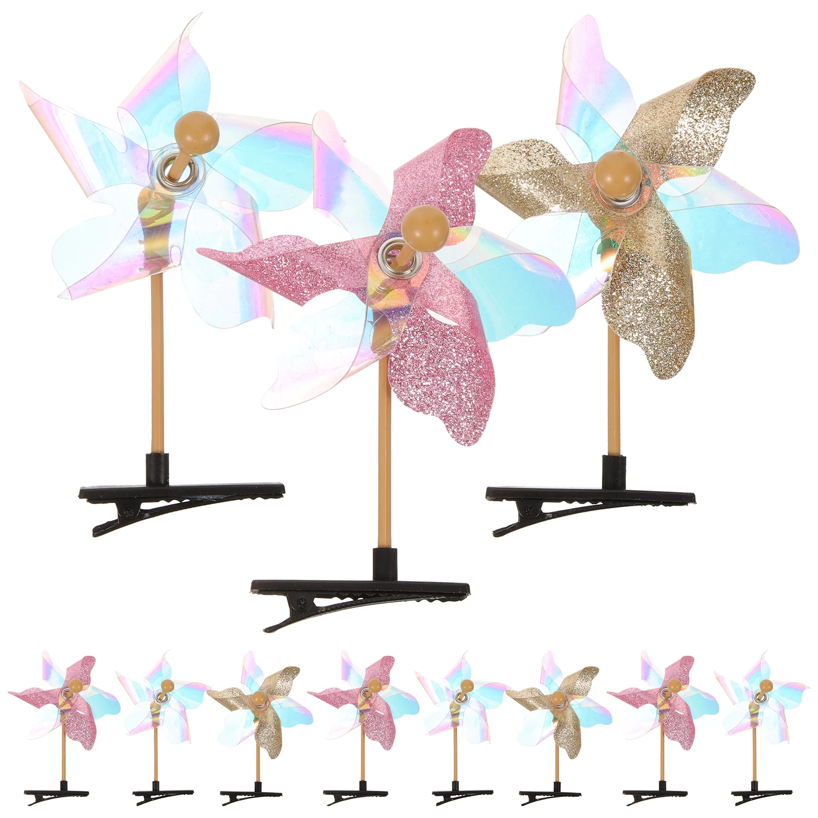 

11pcs Sequins Pinwheel Hair Clips Girls Accessories Easy Clip Hair Clothing Bright Design Gift Kids Adults Birthday