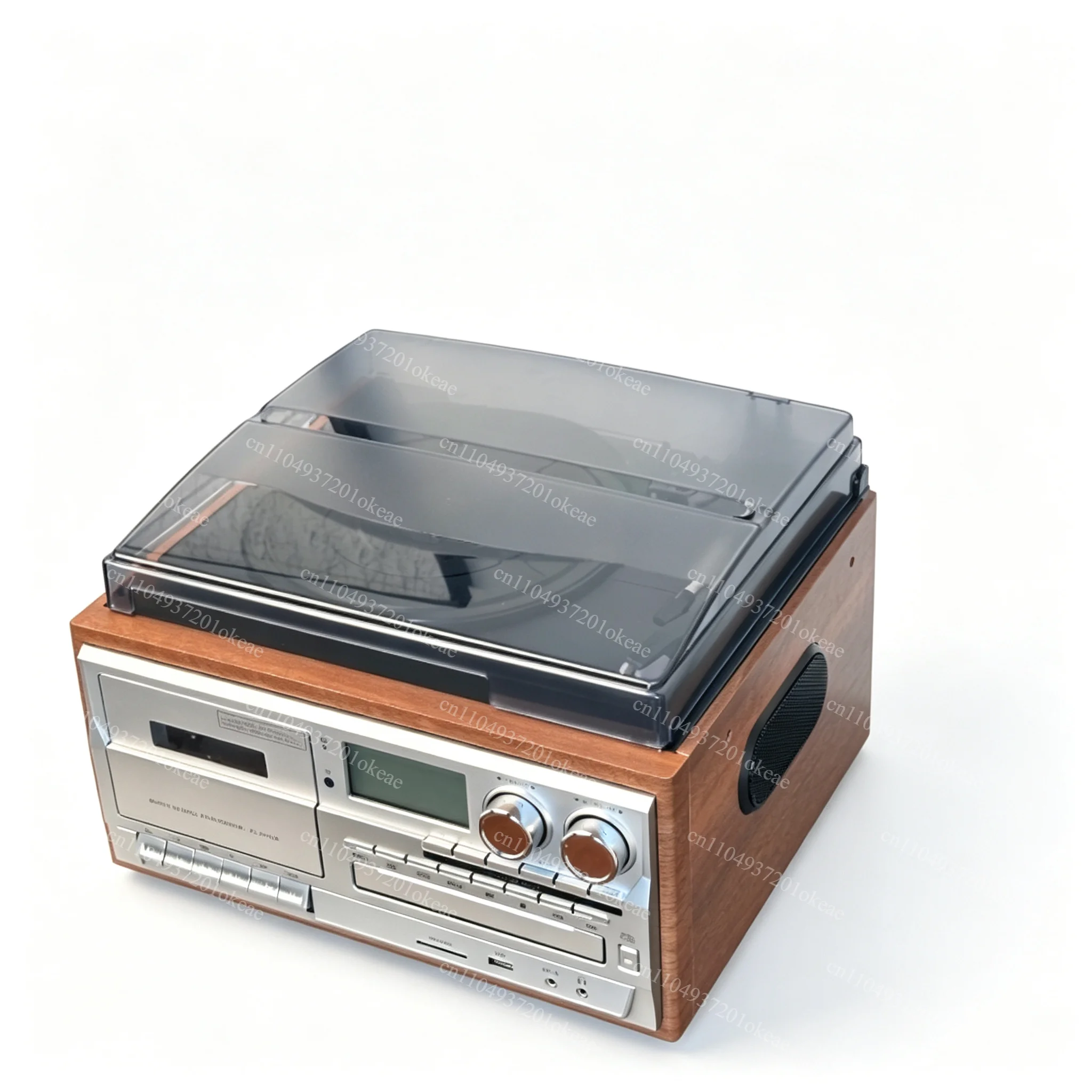 LP Vintage Turntable, Multifunctional All-in-One Audio Player with CD, Cassette, Bluetooth, American Style Light Luxury Mini